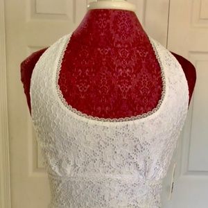 Modern Bright White Laundry Lace Halter Dress